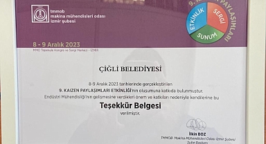 Çiğli Belediyesi’ne 9. Kaizen Paylaşımları’ndan teşekkür belgesi