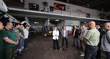 Başkan Mutlu'dan Temizlik İşleri personeline sabah vardiyası ziyareti