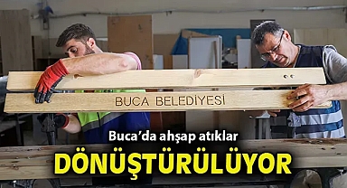 Buca'da ahşap atıklar kent mobilyasına dönüştürülüyor
