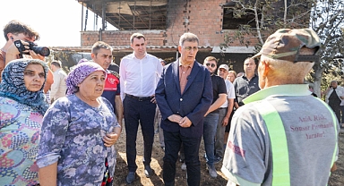 Başkan Tugay'dan yangından etkilenen vatandaşlara ziyaret!