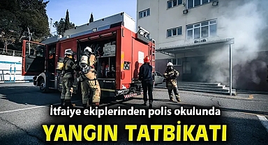 İtfaiye ekiplerinden polis okulunda yangın tatbikatı