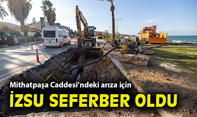 Mithatpaşa Caddesi'ndeki ana boru arızası için İZSU seferber oldu