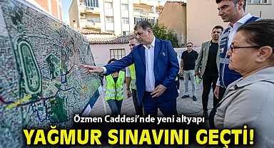Özmen Caddesi'nde yeni altyapı yağmur sınavını geçti