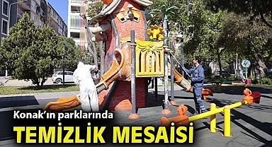 Konak'ın parklarında temizlik mesaisi