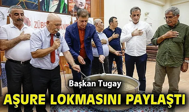 Başkan Tugay aşure lokmasını paylaştı