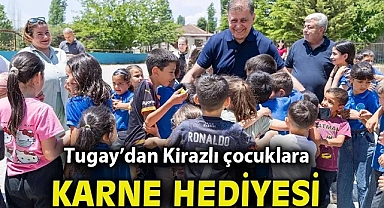 Başkan Tugay'dan Kirazlı çocuklara karne hediyesi