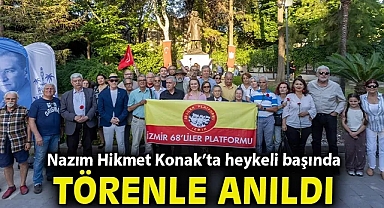 Nazım Hikmet Konak'ta heykeli başında düzenlenen törenle anıldı