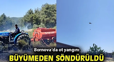 Bornova'da ot yangını büyümeden söndürüldü